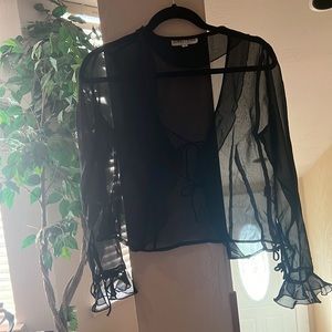 Long Paige sheer jacket/top black size 4